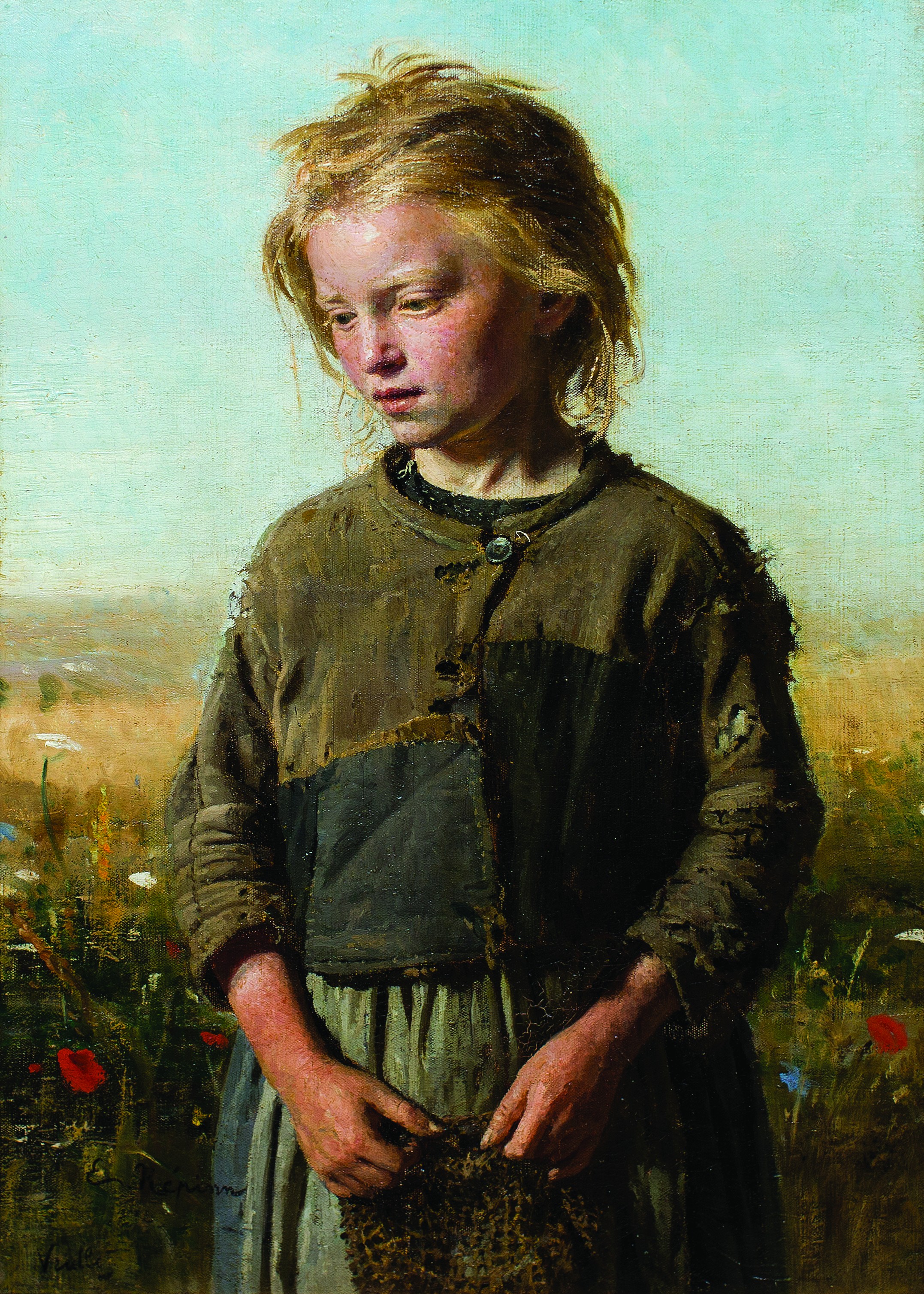 Знаменитые картины девочка. Репин нищая 1874.